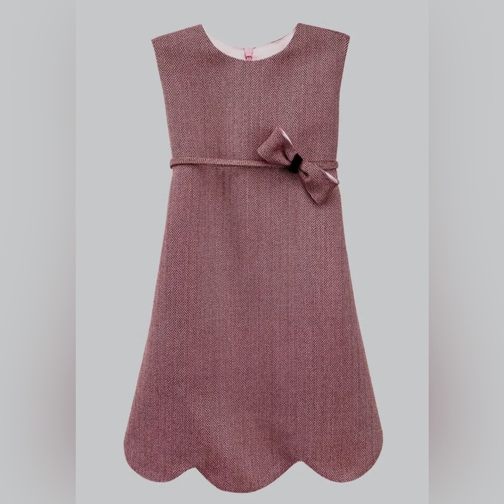 Helena Kid's Girl's Pink Tweed Scallop-Bottom Dress Size 7